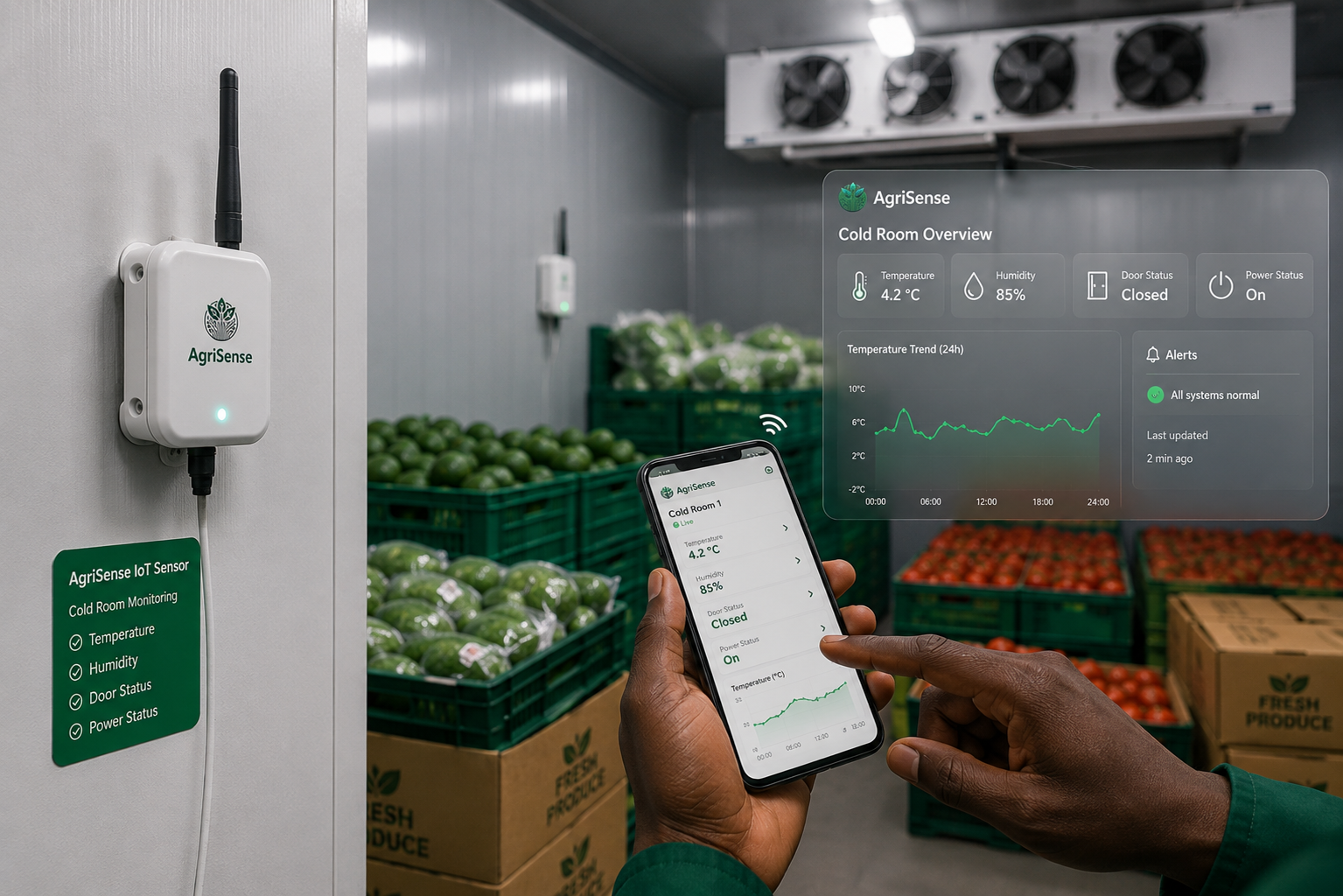 IoT sensors monitoring cold-chain produce